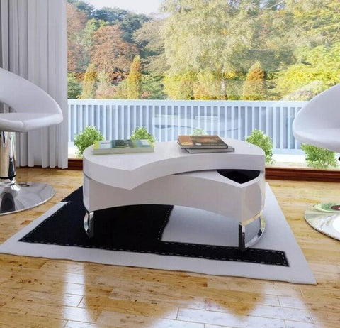 vidaXL Modern Coffee Table Adjustable Shape Coffee Table High Gloss Stretchable Living Room Sofa Side Table