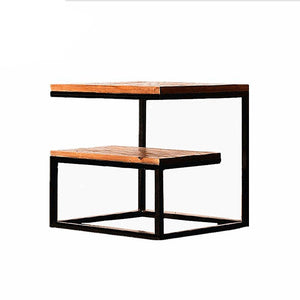 Loft industrial wind retro solid wood coffee table small square table wrought iron bedside sofa side seating few phone table