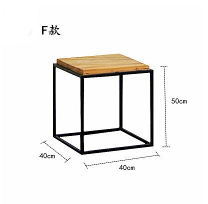 Loft industrial wind retro solid wood coffee table small square table wrought iron bedside sofa side seating few phone table