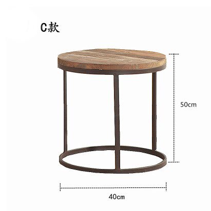 Loft industrial wind retro solid wood coffee table small square table wrought iron bedside sofa side seating few phone table