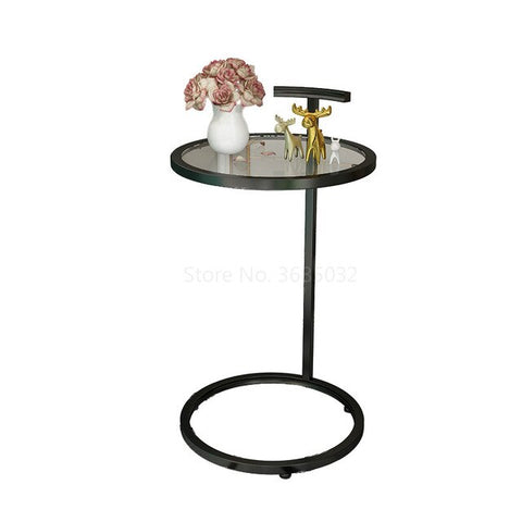 Nordic Gold Coffee Table Living Room Rack Sofa Corner Round Movable Bedside Table Living Room Study Table Metal Glass Sidetable