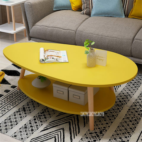 E5014 Modern Simple Living Room Round Tea Table Side Table Creative Double Layer Balcony Small Manmade Board Coffee Table