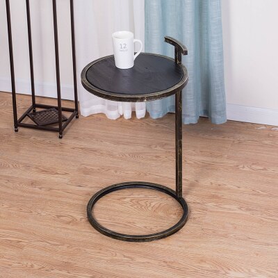 European-style Simple Small Side Table Iron Round Corner Table Wooden / Iron Desktop Living Room Table Coffee Table Tea Desk