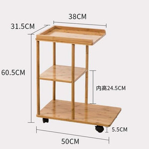 Bamboo Coffee Table Movable Sofa Side Shelf  Bed Side Table Corner Cabinet Narrow Slot Rack