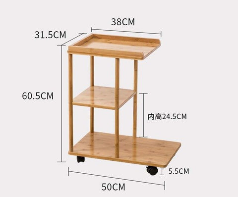 Bamboo Coffee Table Movable Sofa Side Shelf  Bed Side Table Corner Cabinet Narrow Slot Rack