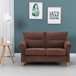 Modern Upholstered 2-Seater Linen Fabric Sofa Chesterfield Sofa  Living Room Furniture Thickly Upholstered Seat Back HW58871