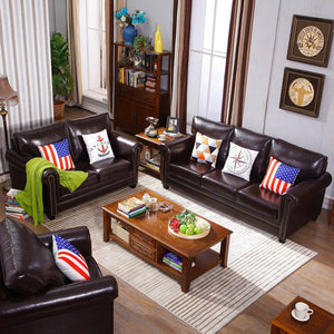 High Quality European Style Living Room Furniture 1+2+3/L Shape Leather Corner Sofa Set