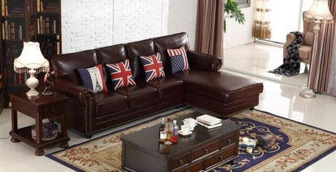 High Quality European Style Living Room Furniture 1+2+3/L Shape Leather Corner Sofa Set