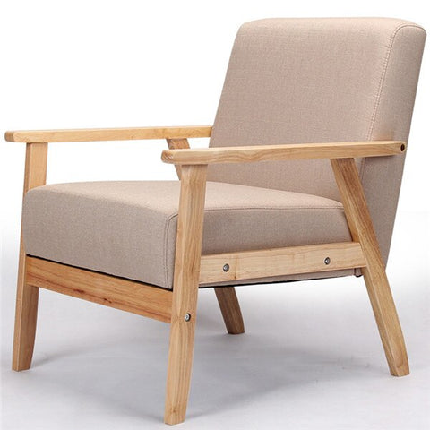 Wooden Low-Seat Armchairs Two Seater Sofa Fabric Upholstery Seat&Back Living Room Furniture Sofa Leisure Double Couch Wood Legs