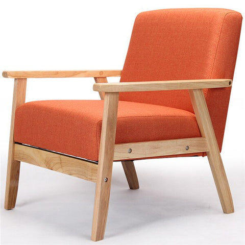 Wooden Low-Seat Armchairs Two Seater Sofa Fabric Upholstery Seat&Back Living Room Furniture Sofa Leisure Double Couch Wood Legs