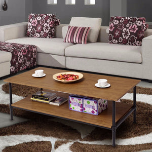 Giantex Rectangle Coffee Table Metal Frame Accent Cocktail Table with Storage Shelf New Living Room Furniture HW57352