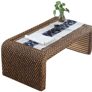 Hand Weave Japanese Tatami Floor Coffee Tables Rattan Wicker Tea Home Living Room Furniture Window Table Indoor Japan Chess Desk