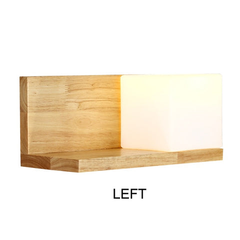 Apextech Wooden Wall Lamp Modern Nordic Style E26 E27 Bulb wall Lights Frosted Glass Shade+Wood Bedside Night light For Home