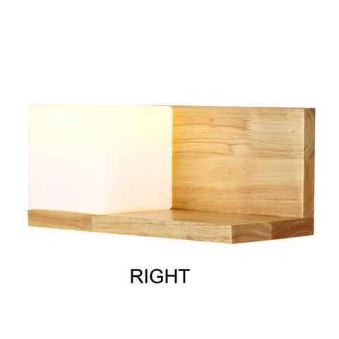 Apextech Wooden Wall Lamp Modern Nordic Style E26 E27 Bulb wall Lights Frosted Glass Shade+Wood Bedside Night light For Home