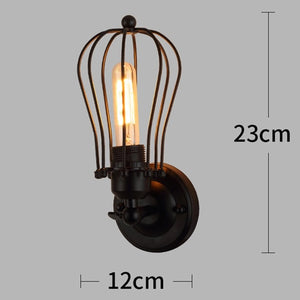 Loft American Iron black lampshade wall lamp vintage cage guard sconce loft lighting fixture modern indoor lighting wall lamps