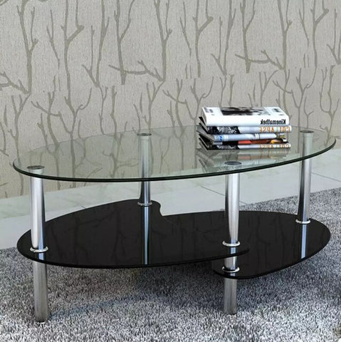 VidaXL 3-Level Coffee Table Tempered Glass Metal Frame Black Coffee Tables Assembly Modern Outdoor Tables Livingroom Furniture