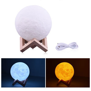 Rambery moon lamp 3D print night light Rechargeable  3 Color Tap Control lamp lights 16 Colors Change Remote LED moon light gift