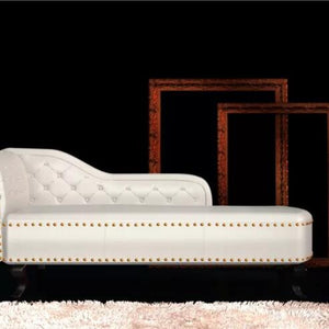 VidaXL Elegant Chaise Longue Cuir Artificiel Blanc CrèMe Classical Vintage European Style Chaise For Bride And Groom Sofa Chair