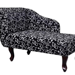 vidaXL elegant Chaise longue avec motif floral Tissu Noir et blanc living room furniture Sofa chaise lounge Black and white