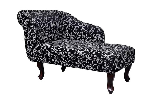 vidaXL elegant Chaise longue avec motif floral Tissu Noir et blanc living room furniture Sofa chaise lounge Black and white