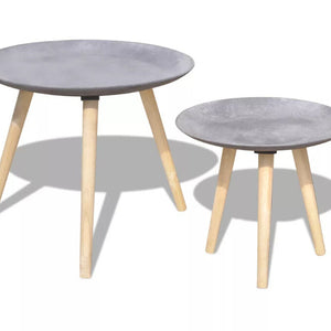 VidaXL Two Piece Side Table/Coffee Table Set Nordic Fashion Home Living Room Nesting Side 55 Cm&44 Cm Concrete Grey