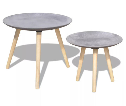 VidaXL Two Piece Side Table/Coffee Table Set Nordic Fashion Home Living Room Nesting Side 55 Cm&44 Cm Concrete Grey