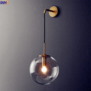 Nordic Modern LED Wall Lamp Glass Ball Bathroom Mirror Beside American Retro Wall Light Sconce Wandlamp Aplique Murale